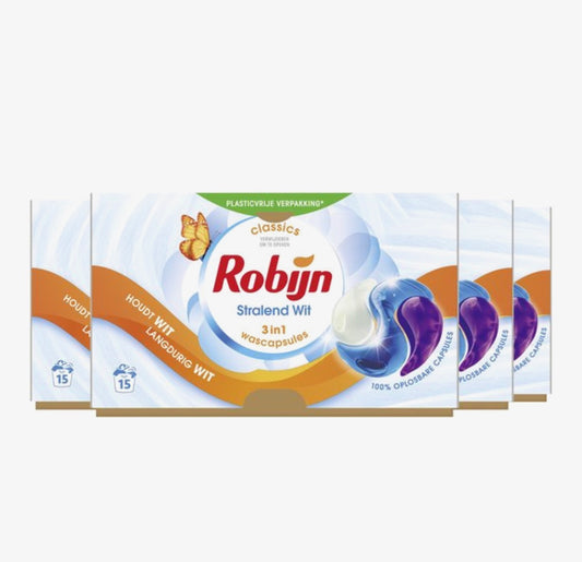 Robijn Classics Stralend Wit 3in1 Wascapsules 317 g 60 Wasbeurten