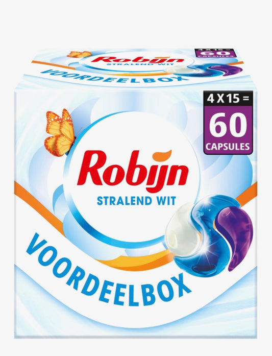Robijn Classics Stralend Wit 3in1 Wascapsules 317 g 60 Wasbeurten