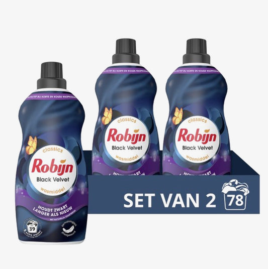 Robijn Klein & Krachtig Classics
Vloeibaar Wasmiddel - Black Velvet -
Voordeelverpakking - 2 x 39 Wasbeurten