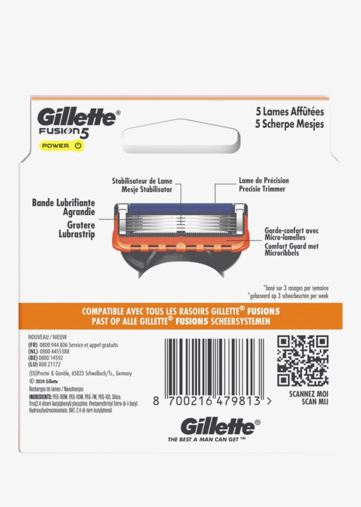 Gillette Fusion5 power Scheermesjes 12 Stuks