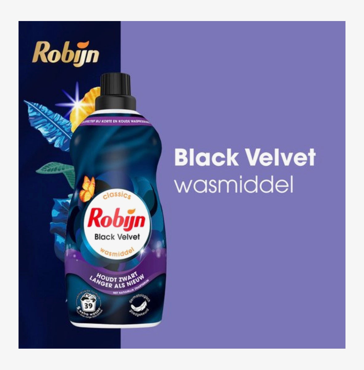 Robijn Klein & Krachtig Classics
Vloeibaar Wasmiddel - Black Velvet -
Voordeelverpakking - 2 x 39 Wasbeurten