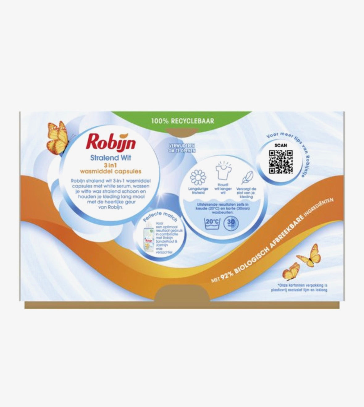 Robijn Classics Stralend Wit 3in1 Wascapsules 317 g 60 Wasbeurten