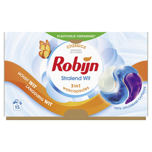Robijn Classics Stralend Wit 3in1 Wascapsules 317 g 15 Wasbeurten